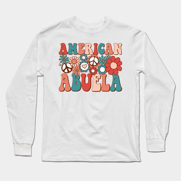 Retro Groovy American Abuela Matching Family 4th of July Long Sleeve T-Shirt by BramCrye